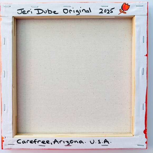 Original Painting Abstract Collectible Yellow Tulips Stems Water 10"x10" Canvas - Picture 10 of 11